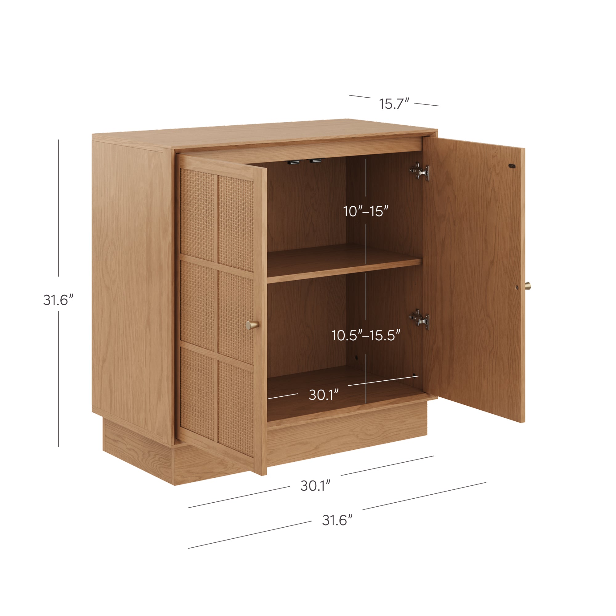 Modern Coastal Rattan Wood Sideboard Storage Cabinet Raw Oak
