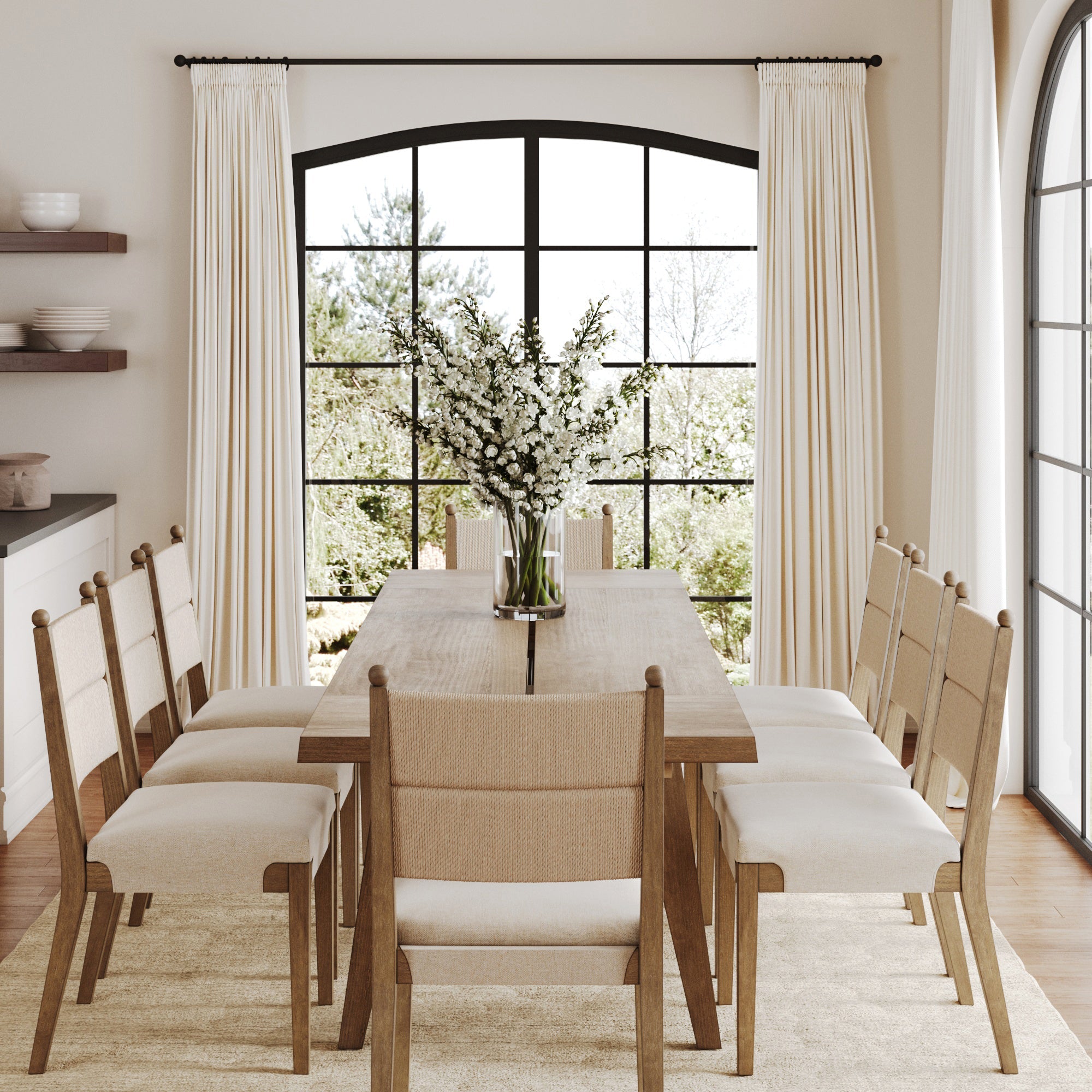 Farmhouse Wooden Dining Table with Leaf Extension Light Brown