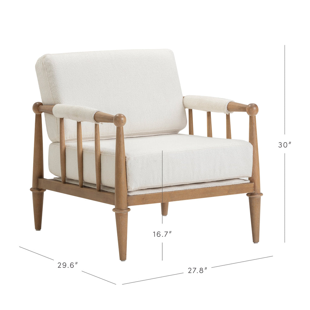 Bohemian Boucle Accent Chair with Arm Cream Boucle