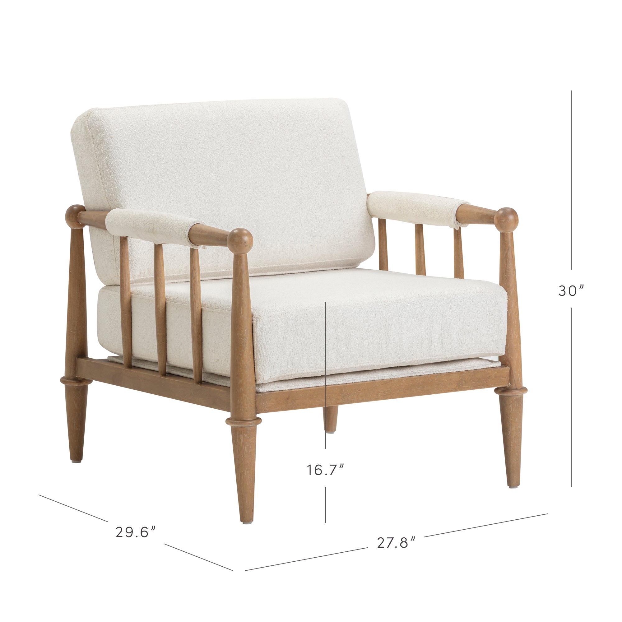 Bohemian Boucle Accent Chair with Arm Cream Boucle