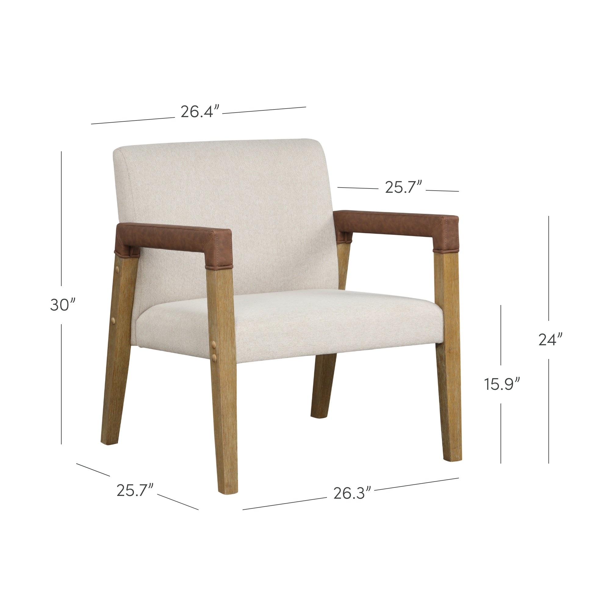 Wood & Faux Leather Upholstered Accent Chair