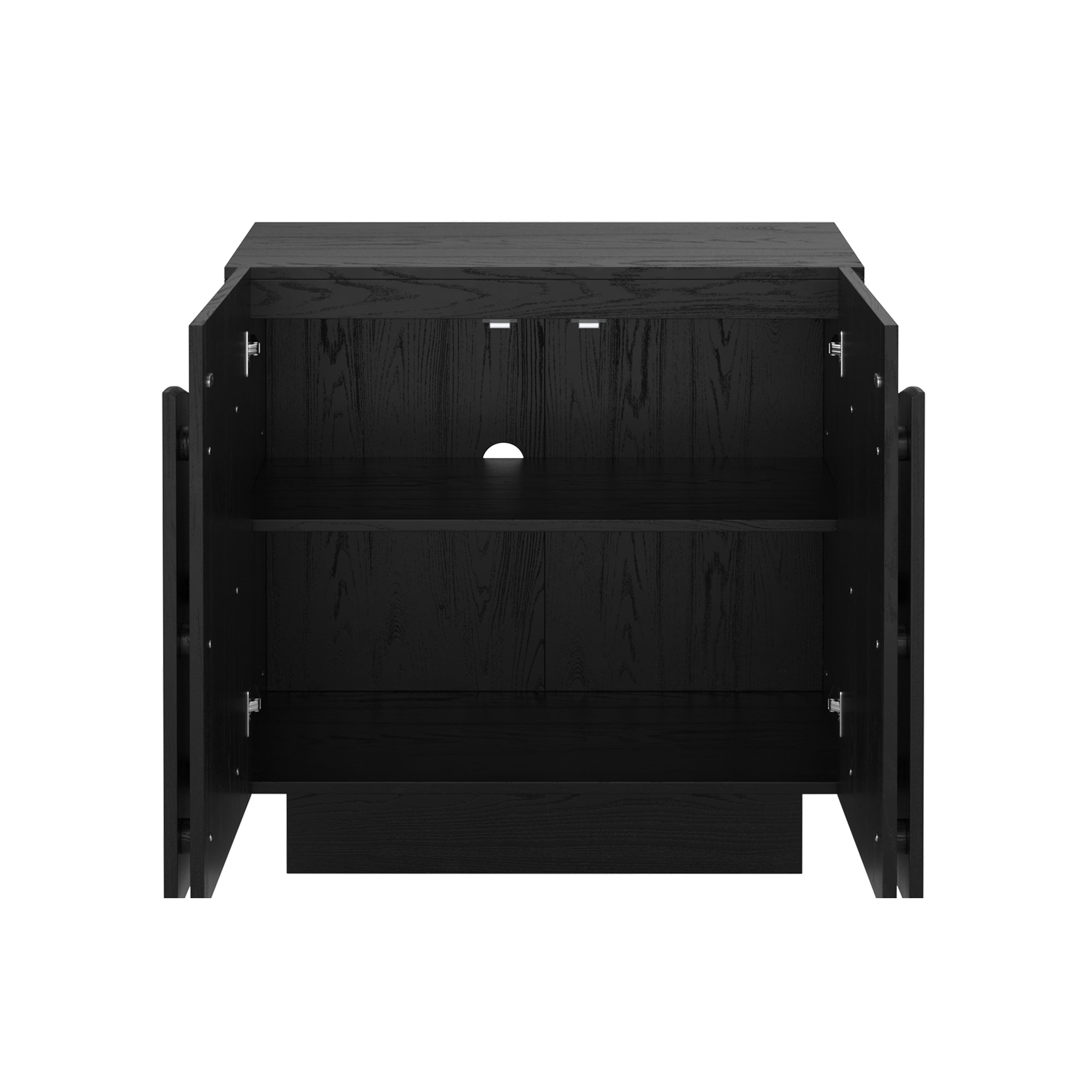 Wood Mid-Century Arched Storage Cabinet Black