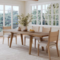 Farmhouse Wooden Dining Table with Leaf Extension Light Brown