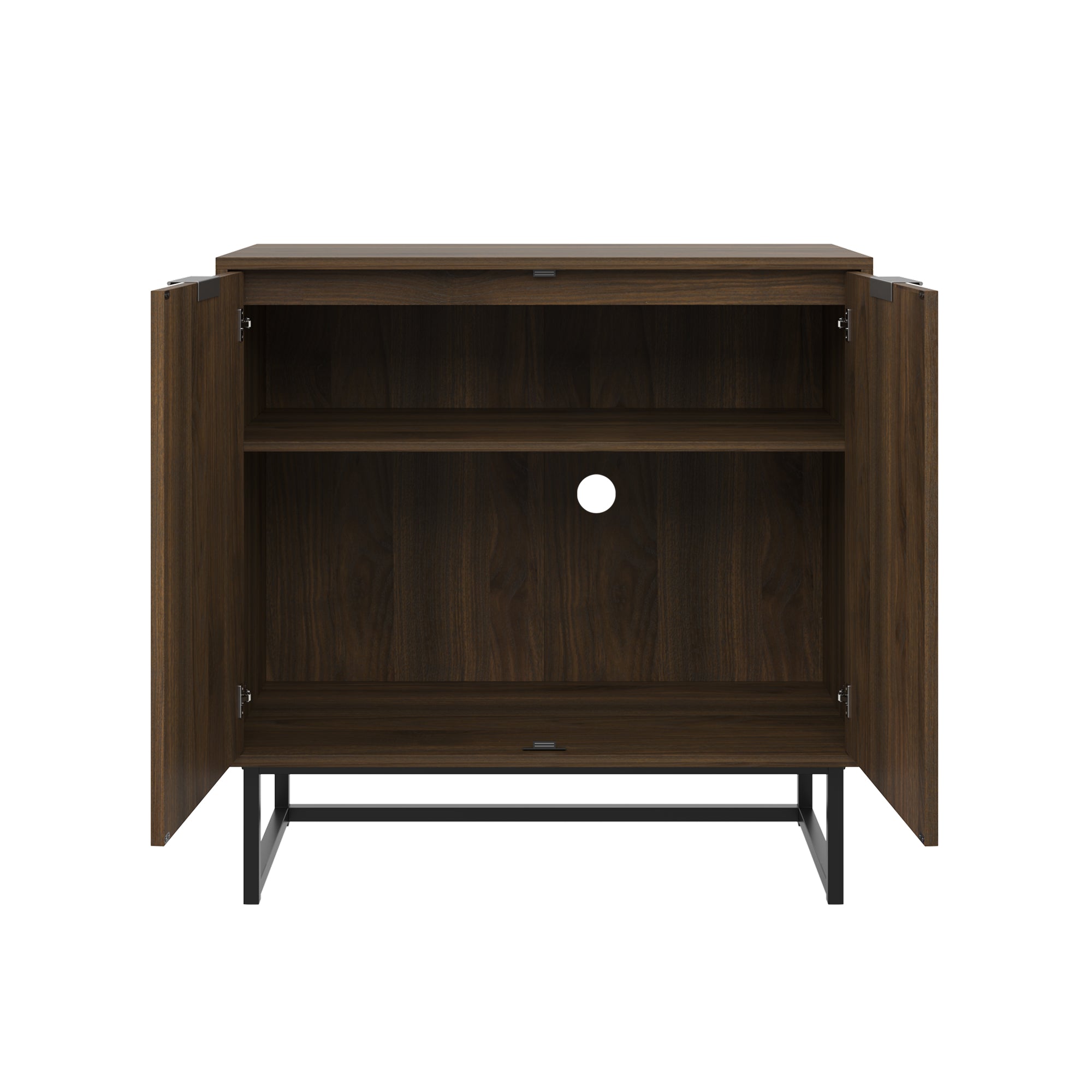 Wood 2-Door Storage Cabinet Walnut