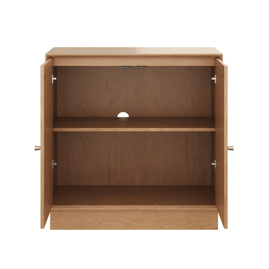Modern Coastal Rattan Wood Sideboard Storage Cabinet Raw Oak