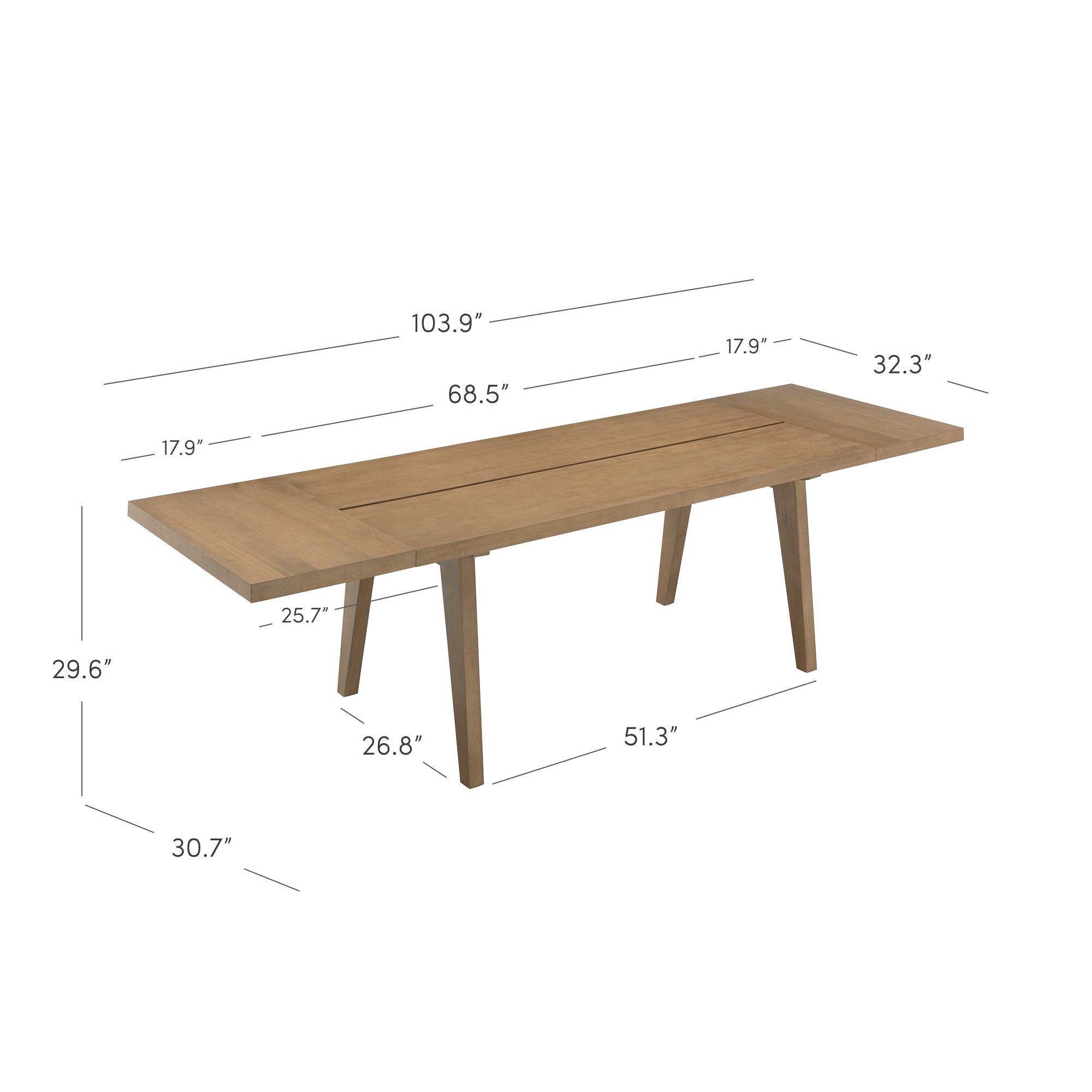 Farmhouse Wooden Dining Table with Leaf Extension Light Brown
