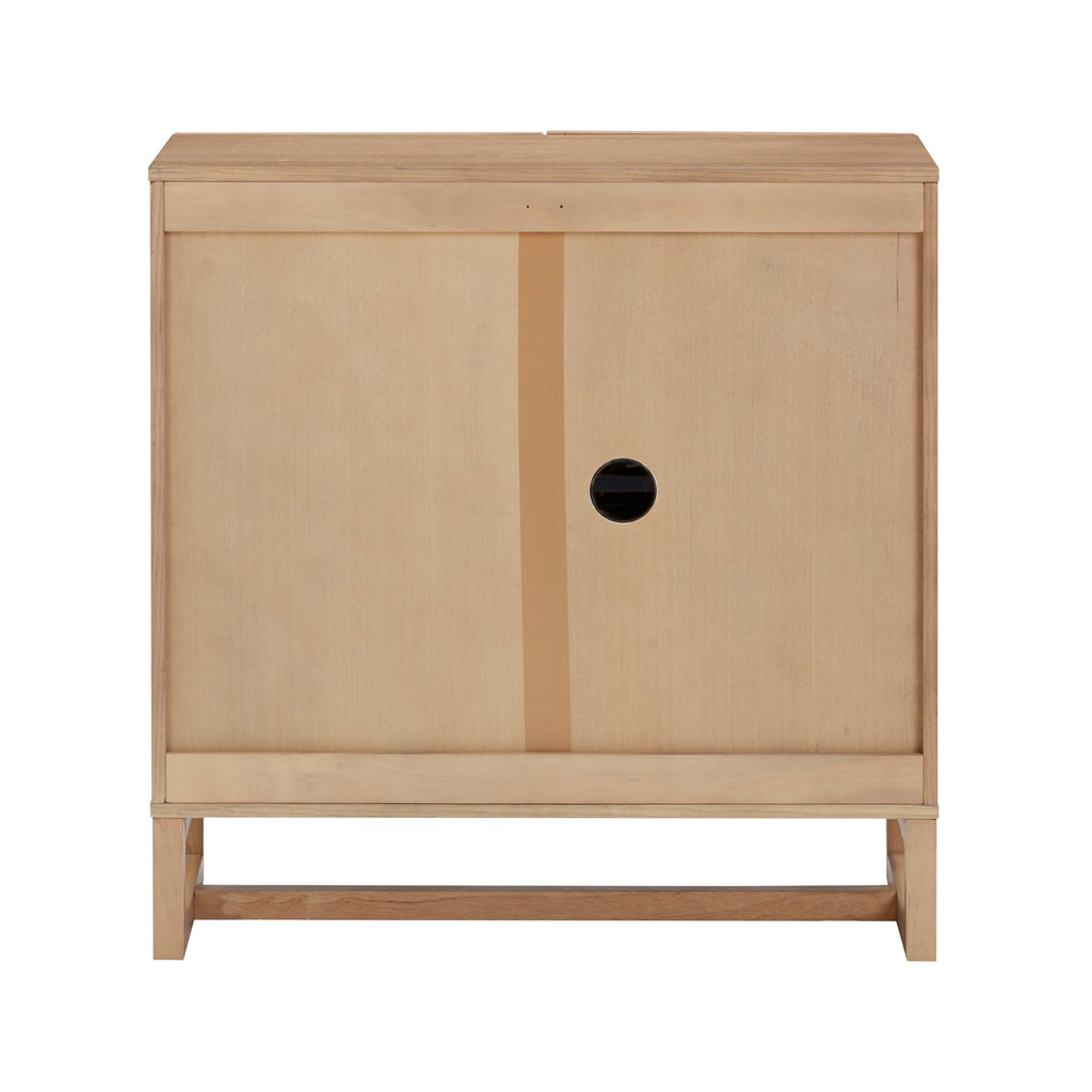 Boho Rattan Arched Door Storage Cabinet Raw Oak