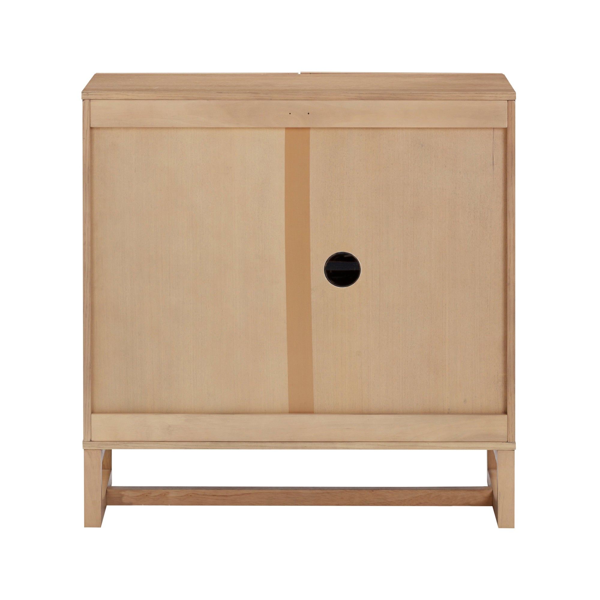 Boho Rattan Arched Door Storage Cabinet Raw Oak