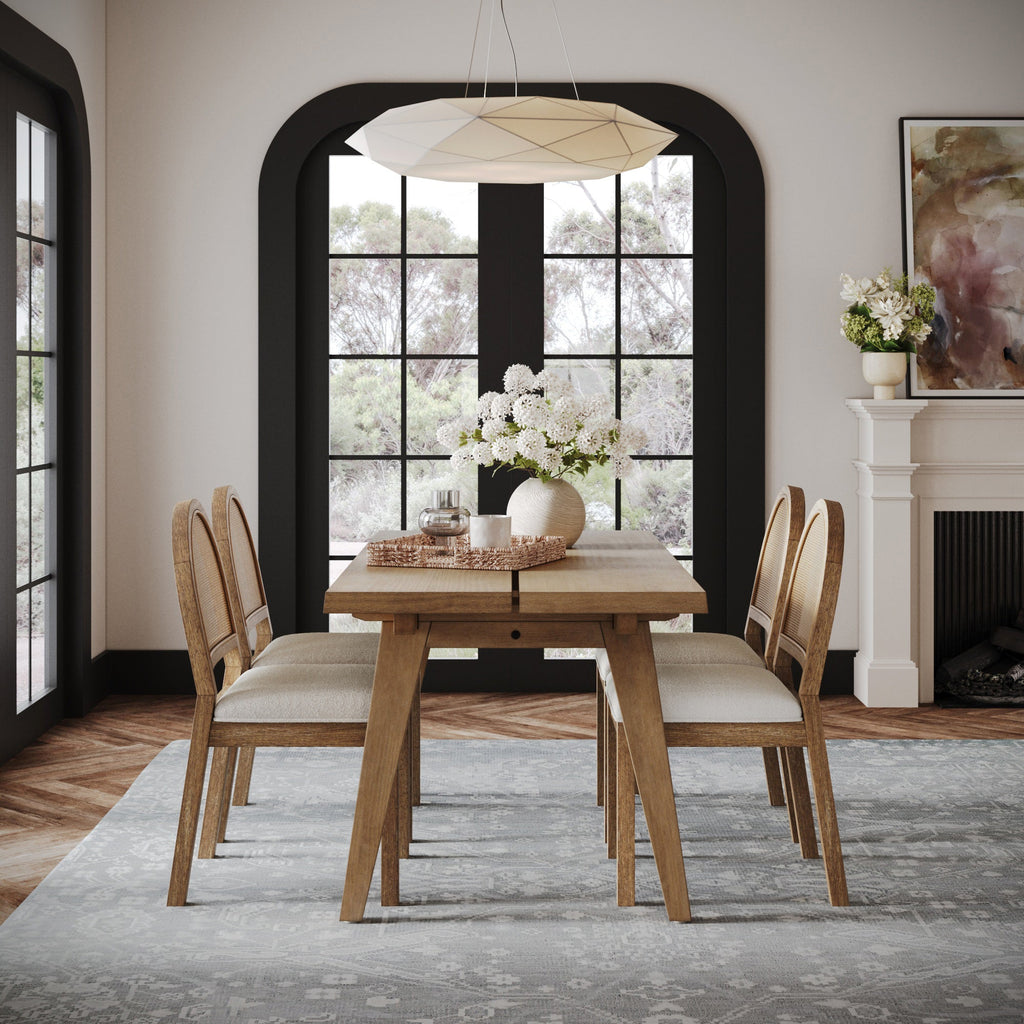 Modern Farmhouse Extendable Dining Table Light Brown