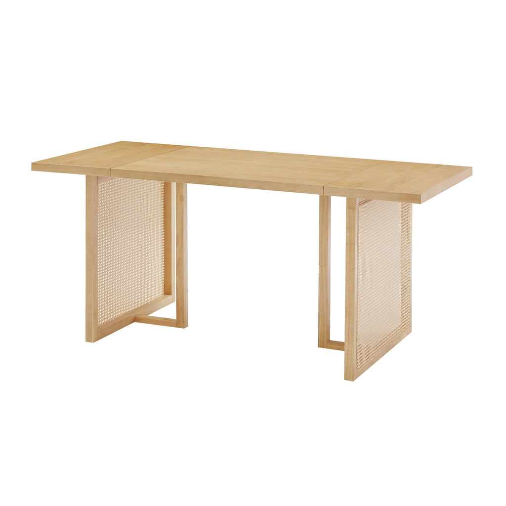 Bohemian Natural Wood & Rattan Dining Table