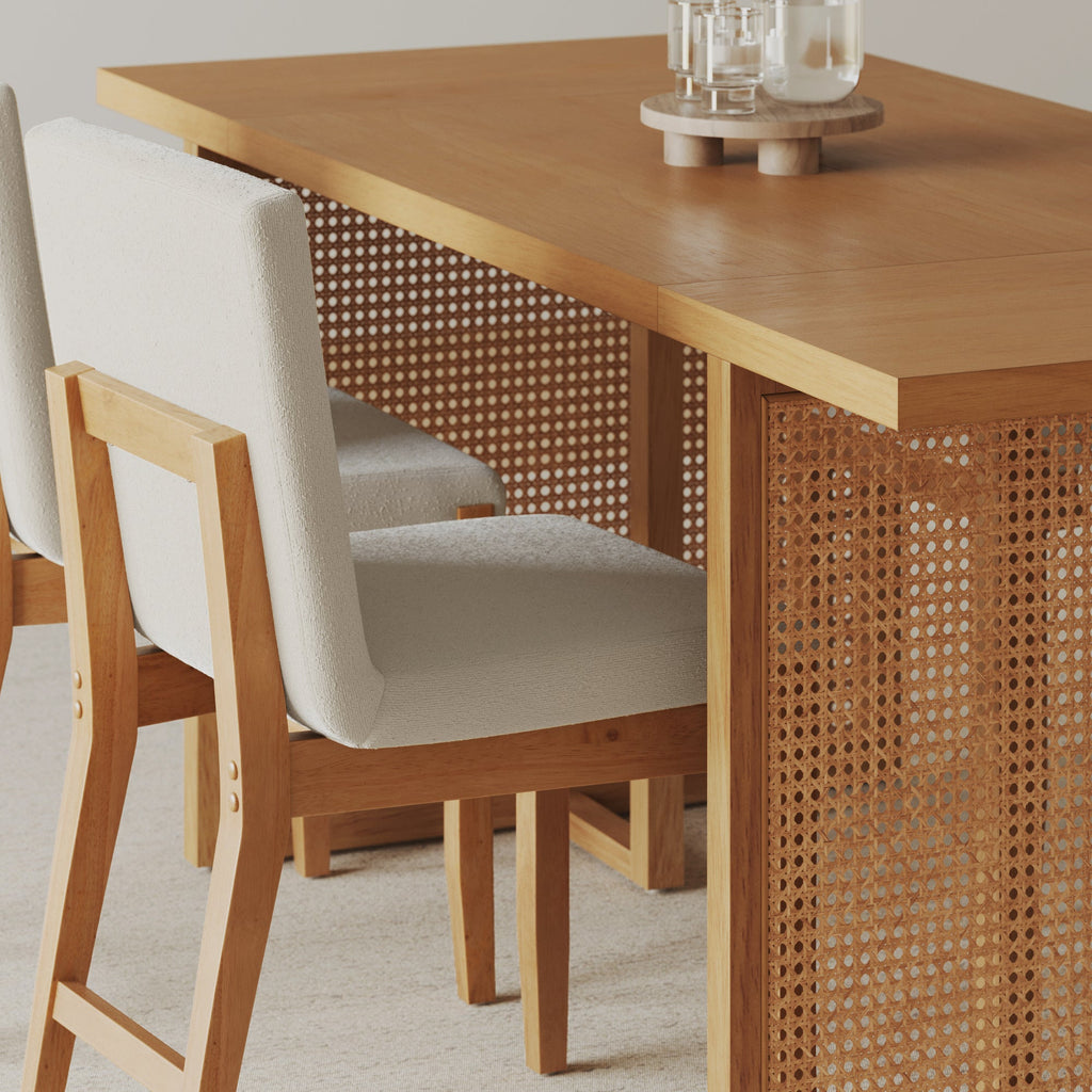 Bohemian Natural Wood & Rattan Dining Table